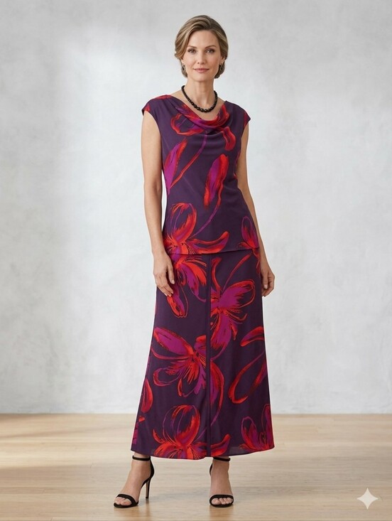 Worthington Tops - Worthington Purple Tank Top with Matching Skirt Subtle Red Accent NWT